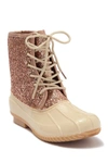 Sugar Glitter Duck Boot In Rose Gold Glit/rose