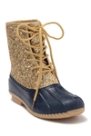 Sugar Glitter Duck Boot In Yd-gold Glitter/navy