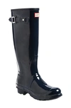 Hunter Original High Gloss Waterproof Boot In Navy