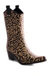 Nomad Footwear Yippy Cowboy Waterproof Rain Boot In Black/tan Animal