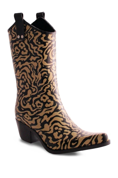 Nomad Footwear Yippy Cowboy Waterproof Rain Boot In Black/tan Animal