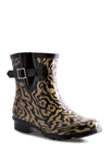 Nomad Footwear Droplet Patterned Waterproof Rain Boot In Black/tan Animal