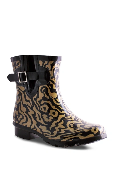 Nomad Footwear Droplet Patterned Waterproof Rain Boot In Black/tan Animal