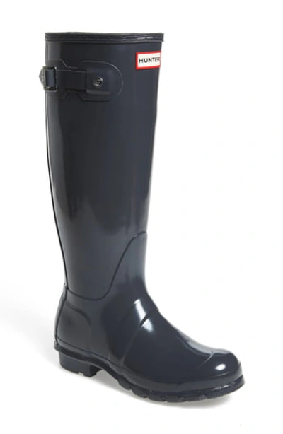 Hunter Original High Gloss Waterproof Boot In Dark Slate