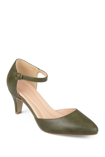 Journee Collection Bettie Ankle Strap Pump In Olive