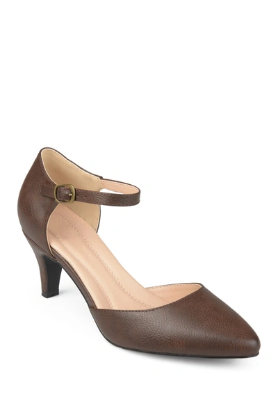 Journee Collection Bettie Ankle Strap Pump In Brown