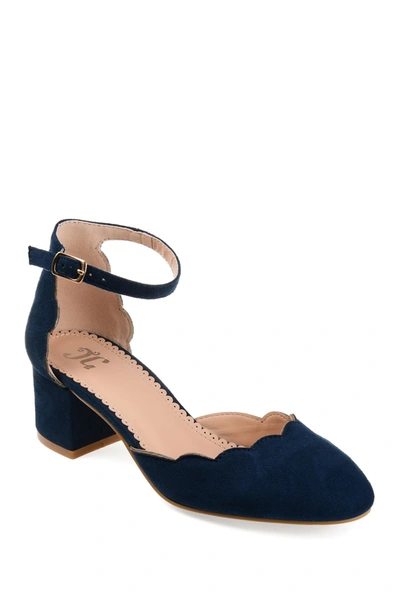 Journee Collection Journee Edna Scallop Trim Pump In Blue