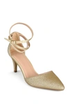 Journee Collection Journee Luela Glitter Ankle Strap Pump In Gold