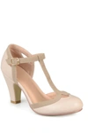 Journee Collection Journee Olina T-strap Pump In Tan/beige