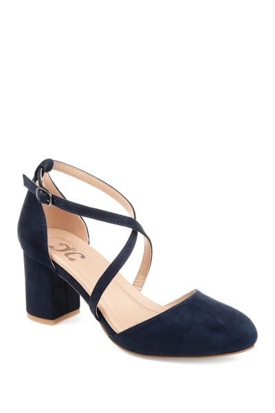 Journee Collection Foster Block Heel Pump In Navy