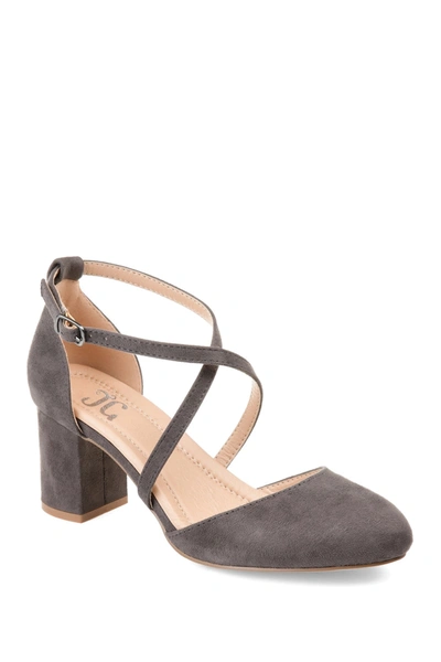 Journee Collection Foster Womens Pointed Closed Toe Block Heel Pumps In Gray