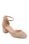 Journee Collection Edna Womens Faux Suede Ankle Strap Dress Heels In Taupe