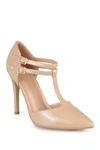 Journee Collection Journee Tru Patent T-strap Pump In Nude