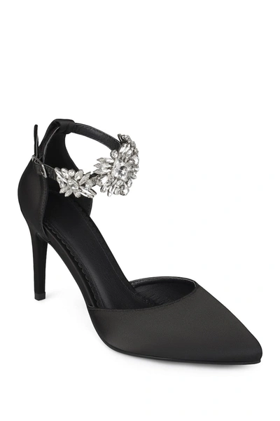 Journee Collection Loxley Embellished Ankle Strap D'orsay Pump In Black