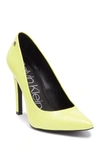 Calvin Klein Brady Patent Leather Pointed-toe Pump In Yellow Fluo