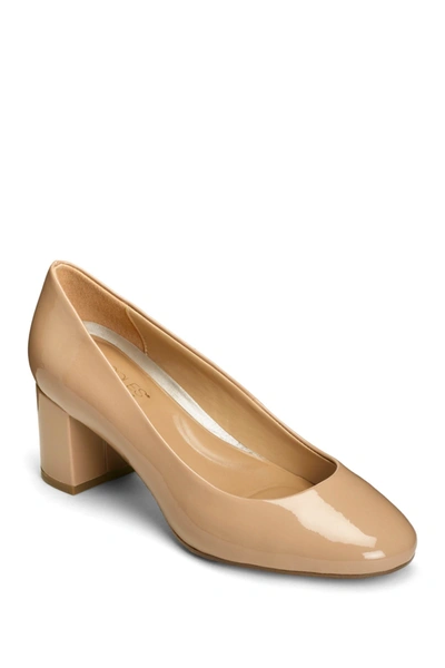 Aerosoles Eye Candy Block Heel Pumps Women's Shoes In Nude Paten