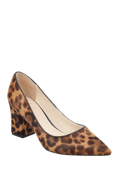 Marc Fisher Ltd Zalaly Genuine Calf Hair Chunky Heel Pump In Brmpo