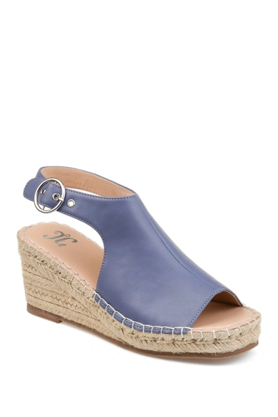 Journee Collection Crew Espadrille Wedge Sandal In Blue