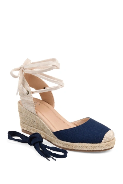 Journee Collection Journee Monte Wedge Espadrille In Blue