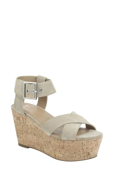 Marc Fisher Ltd Cacie Platform Sandal In Taupe Suede