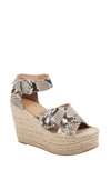 Marc Fisher Ltd Amarily Ankle Strap Genuine Calf Hair Espadrille Wedge In Grey Snake Print Leather