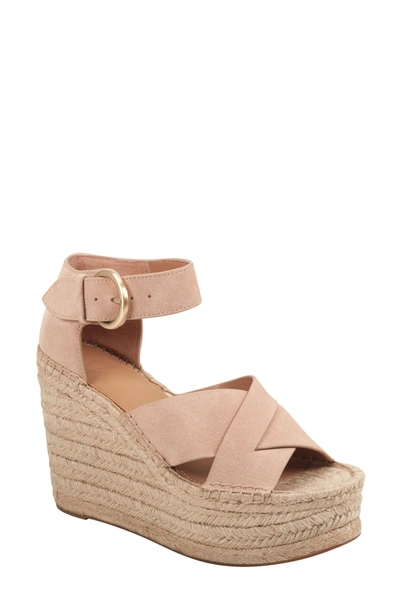 Marc Fisher Ltd Amari Ankle Strap Espadrille Wedge In Lino Suede