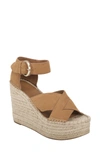 Marc Fisher Ltd Amari Ankle Strap Espadrille Wedge In Cognac Suede