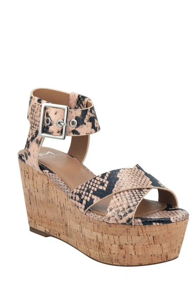 Marc Fisher Ltd Cacie Snakeskin Printed Platform Sandal In Pink Snake Print Leather