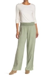 Cloth & Stone Smocked Waist Wide Leg Pants In Olive Grov
