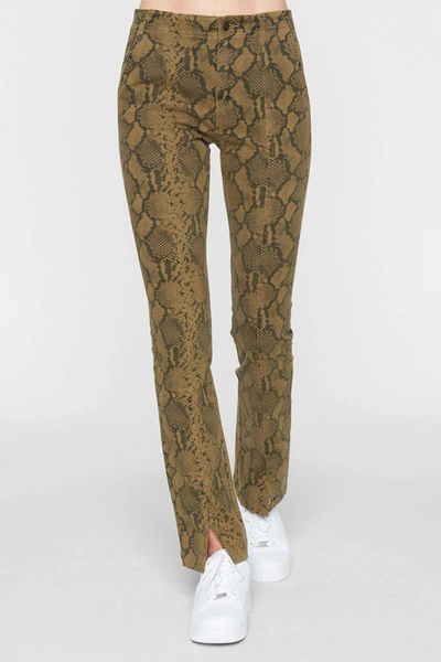 Pam And Gela Snakeskin Print Baby Bootcut Pants In Chai