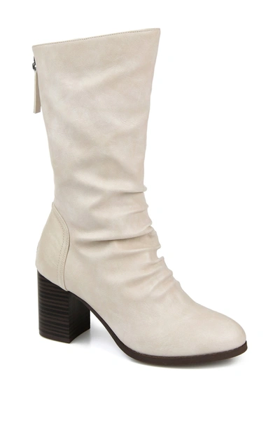 Journee Collection Sequois Slouch Heeled Boot In Stone