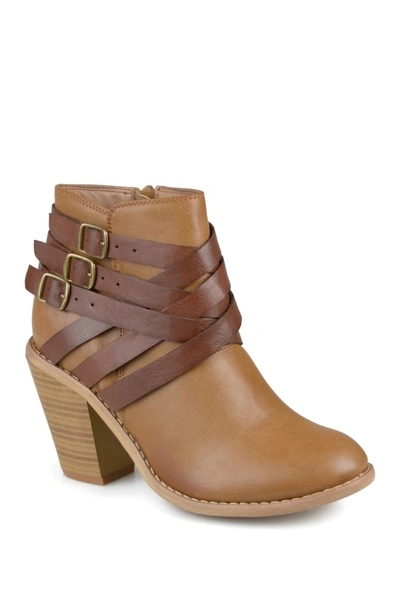 Journee Collection Journee Strappy Ankle Bootie In Tan