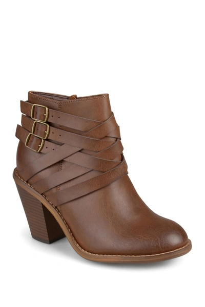 Journee Collection Journee Strappy Ankle Bootie In Brown