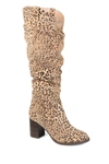 Journee Collection Aneil Ruched Tall Boot In Leopard