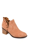 Journee Collection Women's Lennie Ruffle Detail Stacked Block Heel Booties In Rose