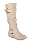 Journee Collection Paris Buckle Mid-calf Boot In Stone