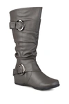 Journee Collection Paris Buckle Mid-calf Boot In Grey
