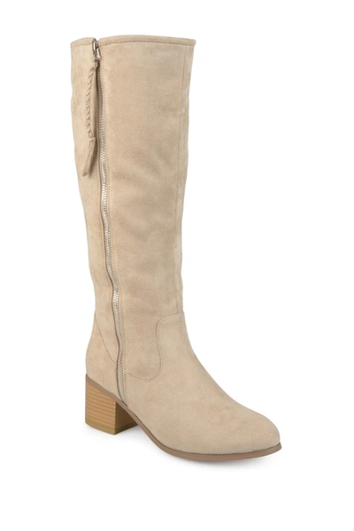 Journee Collection Womens Sanora Stacked Heel Riding Boots In Neutral