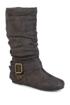 Journee Collection Women's Shelley Wide Calf Rouched Buckle Mid Shaft Boots In Grey