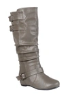 Journee Collection Women's Tiffany Wide Calf Slouch Buckle Mid Shaft Boots In Grey