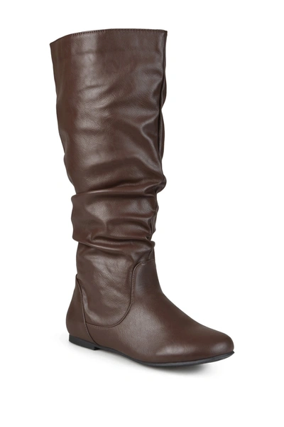 Journee Collection Jayne Ruched Tall Boot In Brown