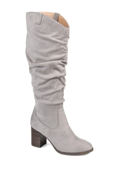Journee Collection Womens Aneil Extra Wide Calf Stacked Heel Over The Knee Boots In Gray