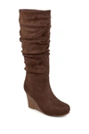 Journee Collection Haze Wide Calf Wedge Boot In Brown