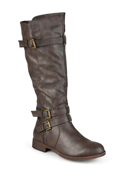Journee Collection Bite Ruched Riding Boot In Brown