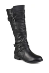 Journee Collection Bite Ruched Riding Boot In Black
