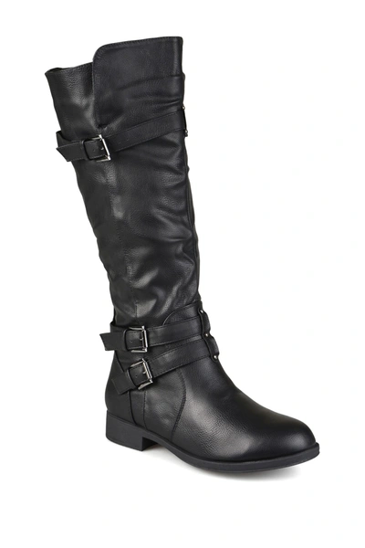 Journee Collection Bite Ruched Riding Boot In Black