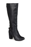 Journee Collection Women's Carver Wide Calf Block Heel Knee High Boots In Black