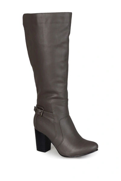 Journee Collection Carver Heeled Tall Boot In Grey