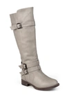 Journee Collection Bite Ruched Riding Boot In Taupe