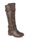 Journee Collection Bite Ruched Riding Boot In Brown